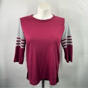 Adidas Burgundy Classic Strip 3/4 Sleeve Tunic Top L